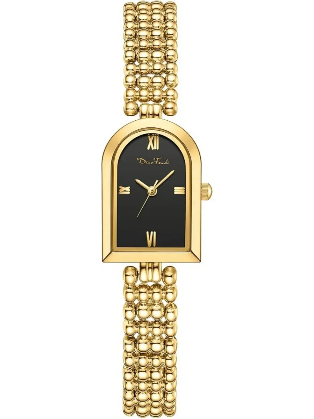 Diaofendi Women Black Gold Adjustable Strap Petite Arch Elegant Waterproof Watch
